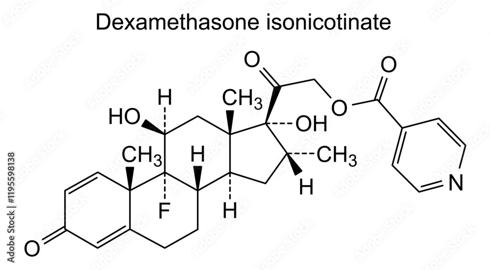 Fototapeta premium Chemical structure of dexamethasone isonicotinate, drug substance