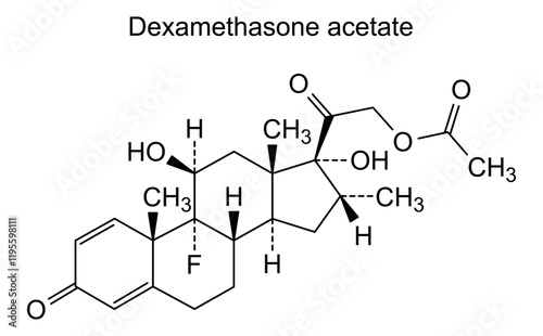 Chemical structure of dexamethasone acetate, drug substance