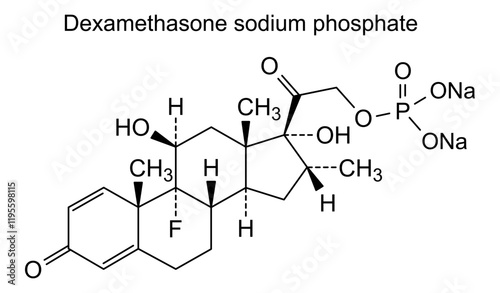 Chemical structure of dexamethasone sodium phosphate, drug substance