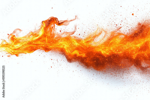 Flames On White Background