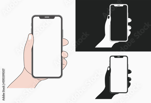 Hand Holding Blank Smartphone Vector Illustration