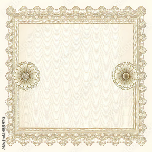 Elegant Beige Certificate Border Design Template Classic Frame gold paper decor award style cream   