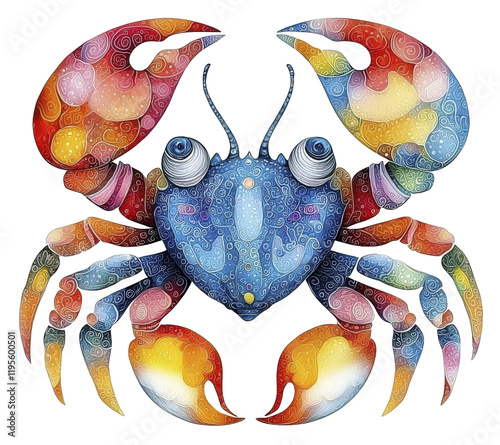 Colorful crab illustration representing cancer in zodiac photo