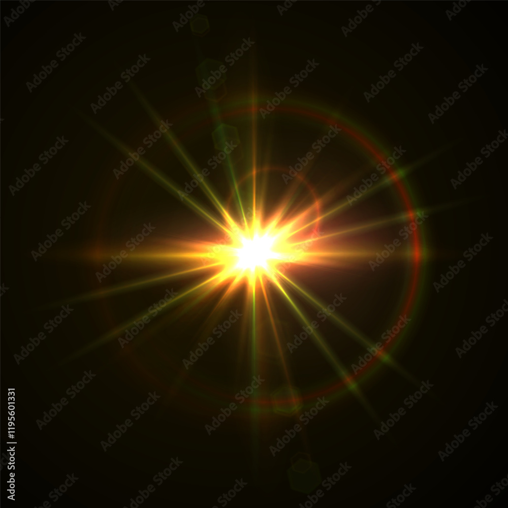 Light flare, shine flash sparkle or star glow ray or beam, realistic vector sunlight. Light glare with blur or bokeh flare effect background, shiny spark or bright starlight with lens flare effect Light flare, shine flash sparkle or star glow ray or beam, realistic vector sunlight. Light glare with blur or bokeh flare effect background, shiny spark or bright starlight with lens flare effect