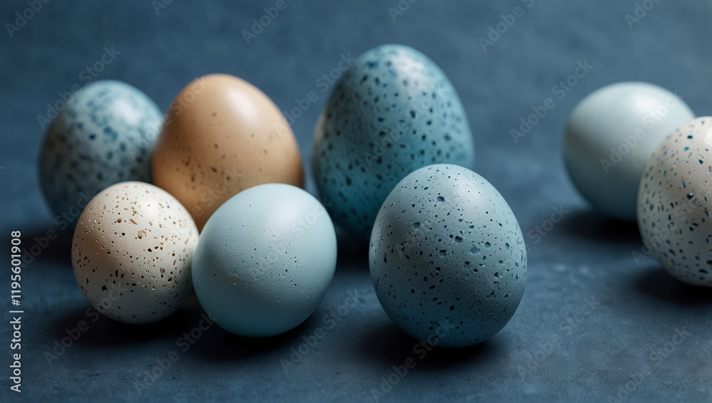 Blue Monotone Eggs on blue background. minimal Easter Idea Concept Blue Monotone Eggs on blue background. minimal Easter Idea Concept