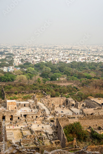 Hyderabad, Telangana, Golkonda Fort, India, view of the ruins