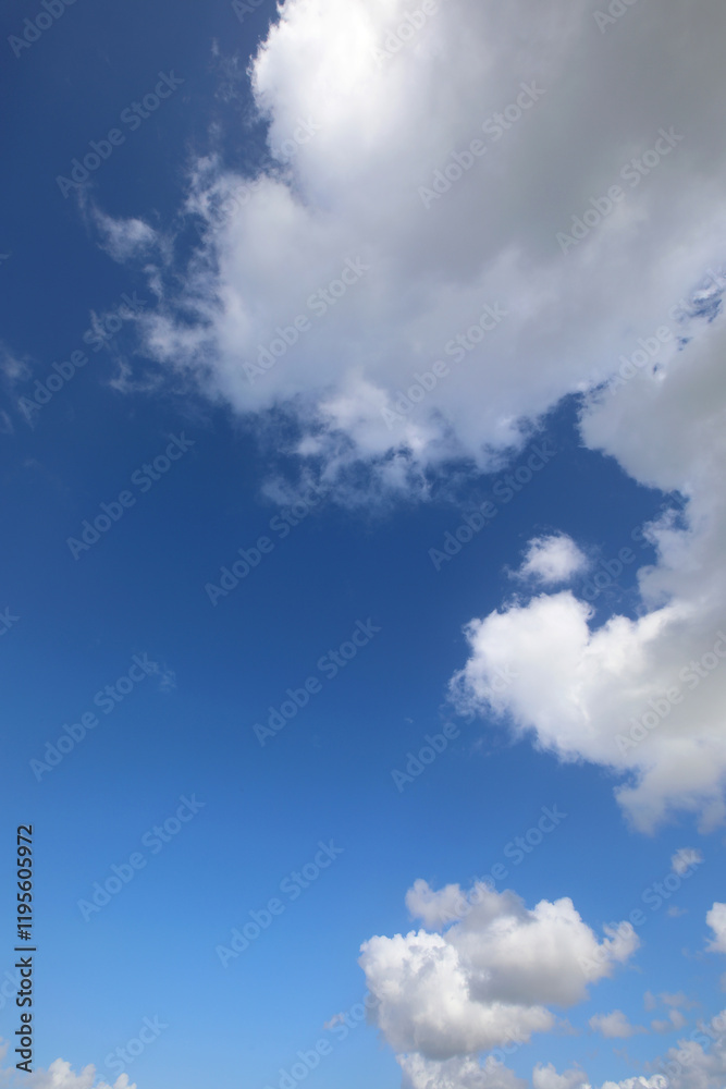 simple background of blue sky and white clouds in vertical development without planes simple background of blue sky and white clouds in vertical development without planes