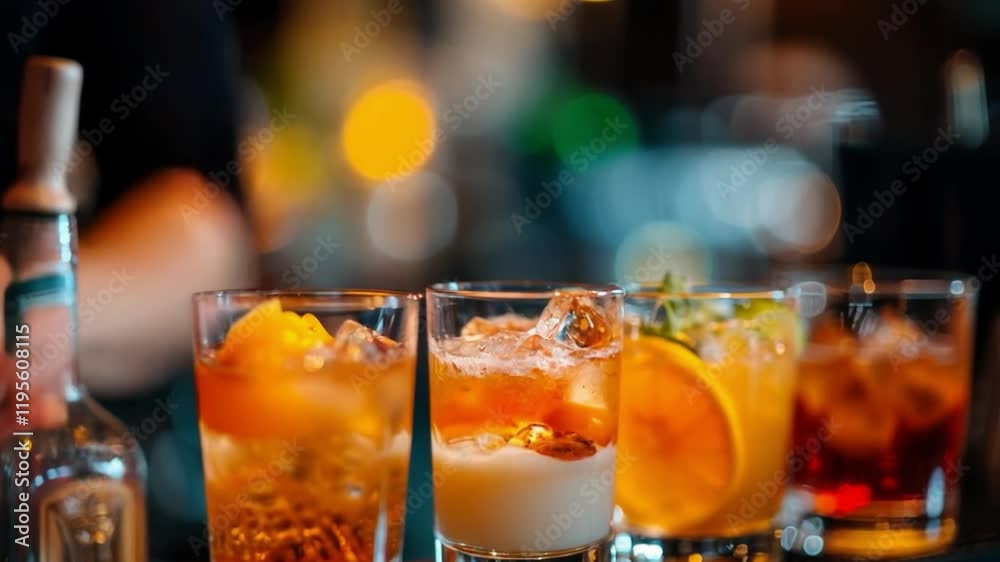 Video of a bartender pouring drinks into glasses. Ideal for promoting bars, restaurants, alcohol brands and nightclubs.
