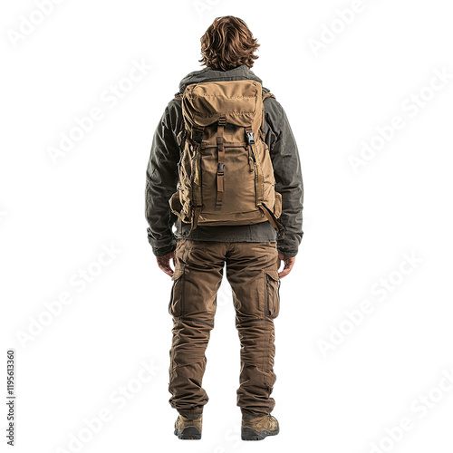 Backpacker Ready for Adventure: A Man with a Tan Backpack