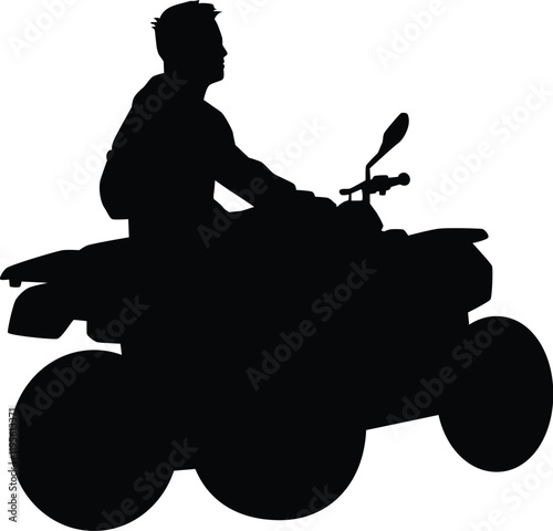 Man Silhouette ATV, Riding ATV