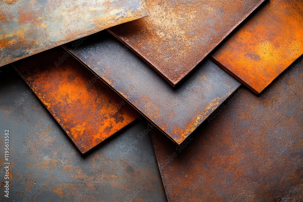 A close-up of oxidized metal with vibrant rust textures and earthy color contrasts A close-up of oxidized metal with vibrant rust textures and earthy color contrasts