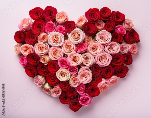 heart made of pink and red rose flowers valentine day party celebration concept