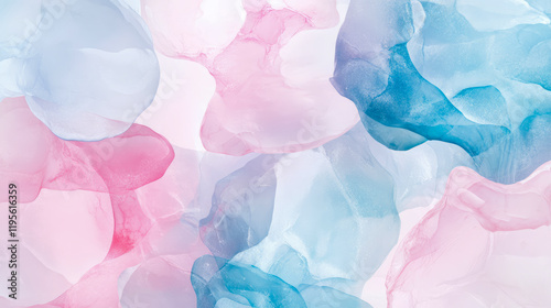Wallpaper Mural Abstract Pastel Ink Wash Painting: Serene Blue and Pink Fluid Art Torontodigital.ca