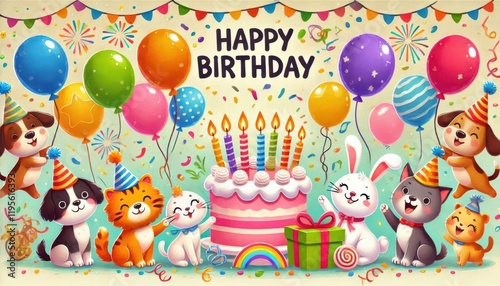 bouquet of flowers card happy birthday content created with generative AI software.