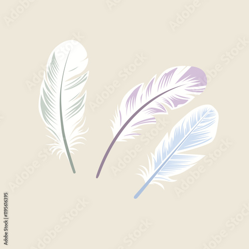 set of a pastel Feather,  vector birds or feather logo ideas