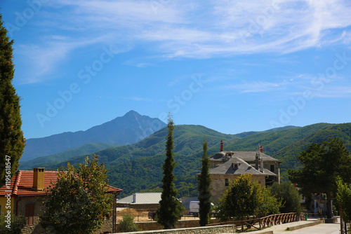 Buildings in the Karyes Mount Athos Greece photo