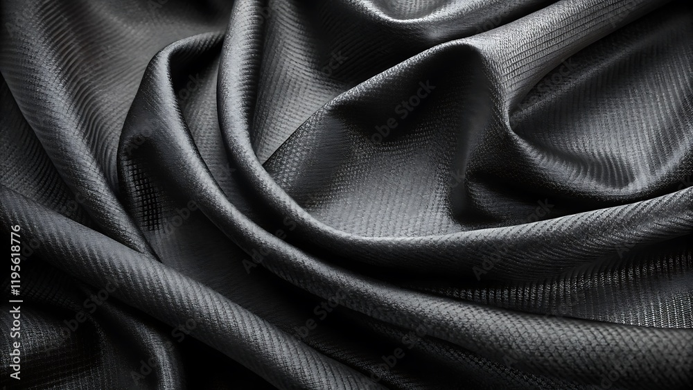 Fototapeta premium Elegant Black Fabric Texture Background with Subtle Grain and Woven Pattern for Modern Designs