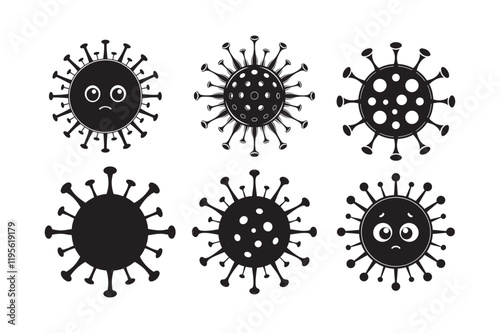 Virus silhouette vector  Bundle illustration, Virus silhouette