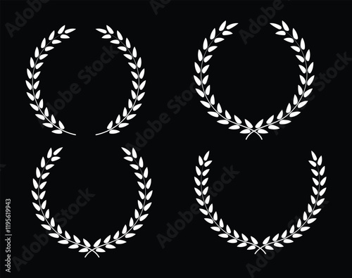 A white color circle with leaves vector of the winner Award