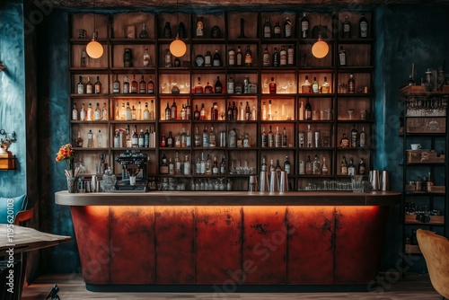 Wallpaper Mural the counter bar in a cosy old english or irish pub with lots of whisky bottles in the background Torontodigital.ca