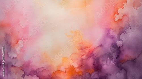 Soft pink, orange, and purple watercolor with contrasting spaces