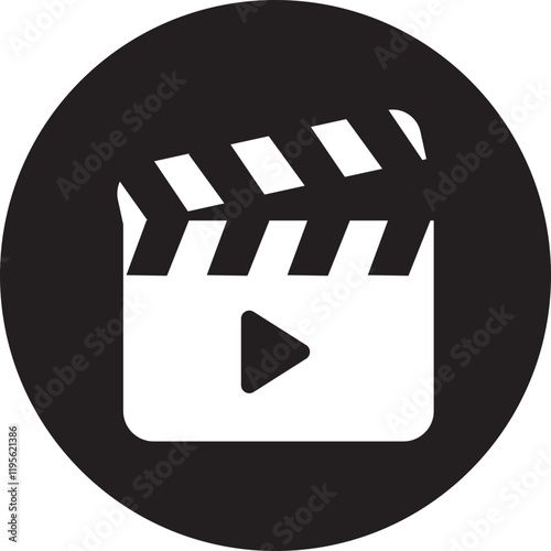 Open cinema clapboard filming movie design element icon. Clapperboard for video camera action. Vector black flat  isolated on transparent background. Cinematography sign