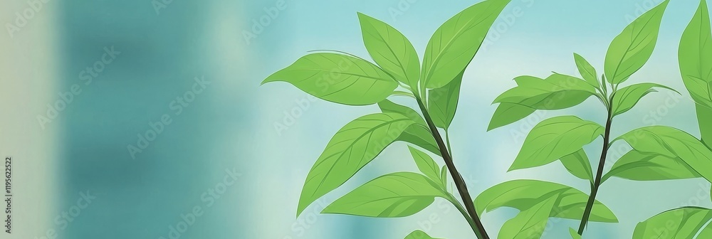 Obraz premium Lush Green Basil Plant Leaves Outdoors - Vibrant green basil leaves, growth, freshness, nature, spring. Symbolizing health, vitality, and new beginnings.
