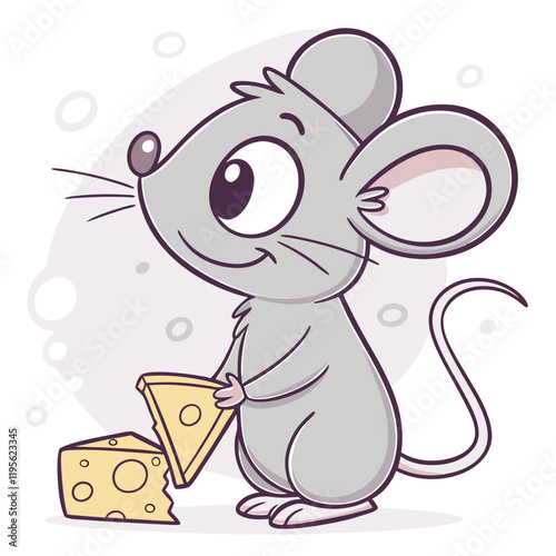 cute grey mouse animal cartoon vector illustration eps