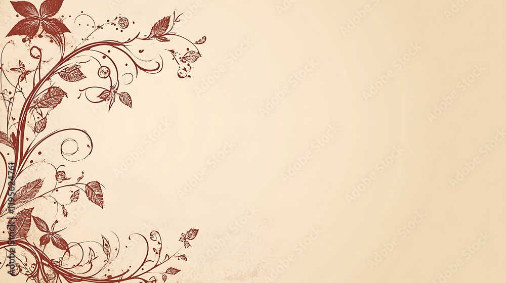 Elegant Floral Design On A Beige Background Elegant Floral Design On A Beige Background