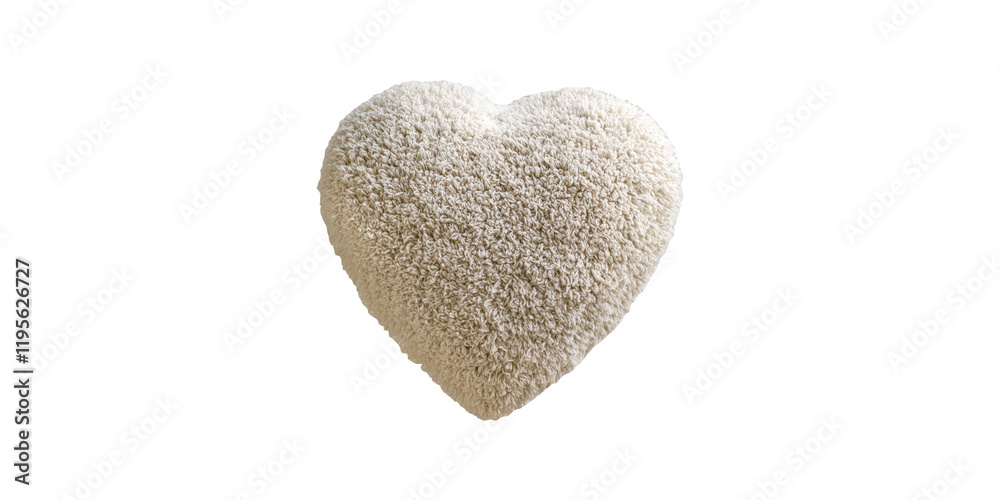Obraz premium Heart-shaped fluffy cushion isolated on transparent background