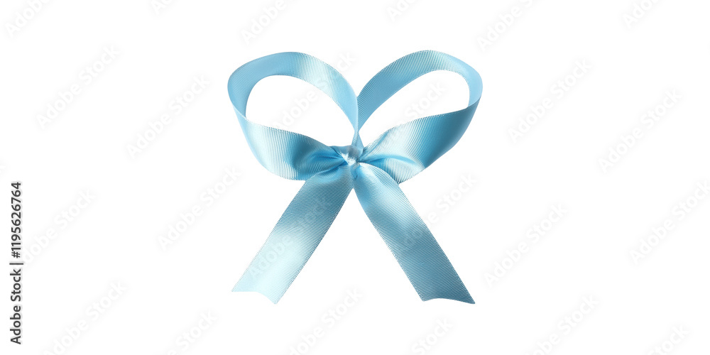 Light blue ribbon bow tied in a decorative shape isolated on transparent background Light blue ribbon bow tied in a decorative shape isolated on transparent background