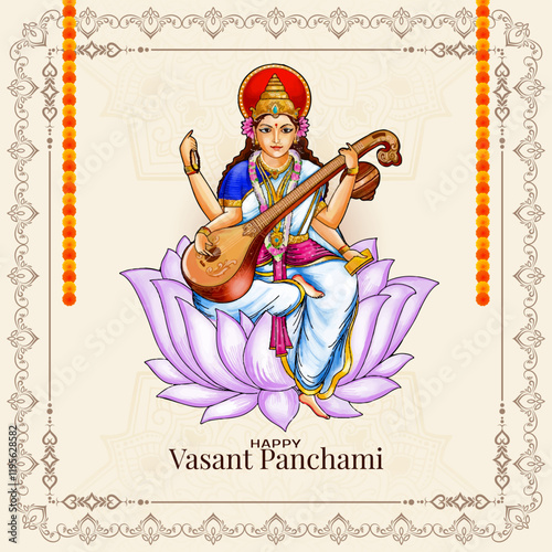 Religious Happy Vasant Panchami Indian festival celebration background