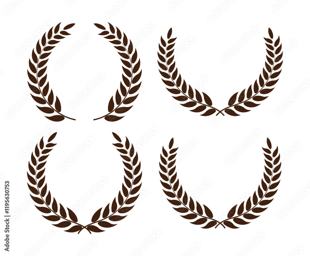 A black color circle with leaves and branch vector of the winner Award A black color circle with leaves and branch vector of the winner Award