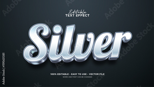 Silver text effect, editable luxury text style effect