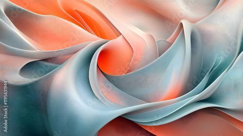 Wallpaper Mural A vibrant abstract design featuring intricate patterns of interwoven lines in shades of coral, teal, and light gray, enhanced with soft gradients and subtle texture for depth  Torontodigital.ca