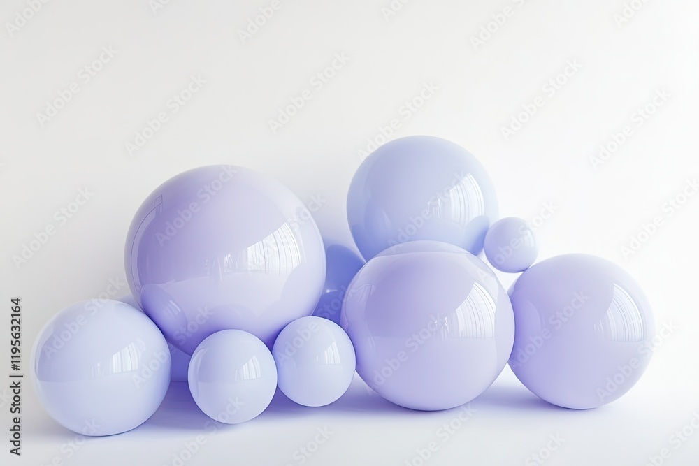 Soft lavender spheres create calming composition, showcasing var Soft lavender spheres create calming composition, showcasing var