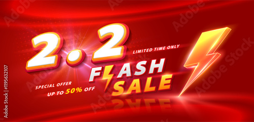 2.2 discount flash sale background. Vector illustration for shopping day, online shopping, special Offer coupon, voucher, banner template, websites, social media advertising.