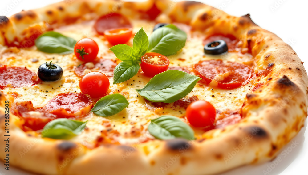 Beautiful Italian Pizza, white background Beautiful Italian Pizza, white background