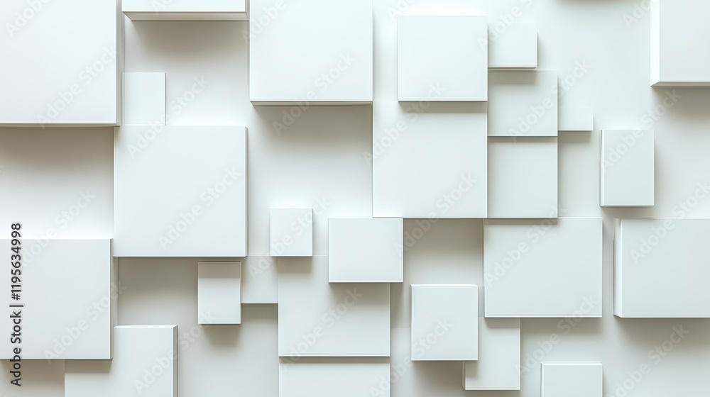 Modern minimalist geometric white squares on textured surface Modern minimalist geometric white squares on textured surface
