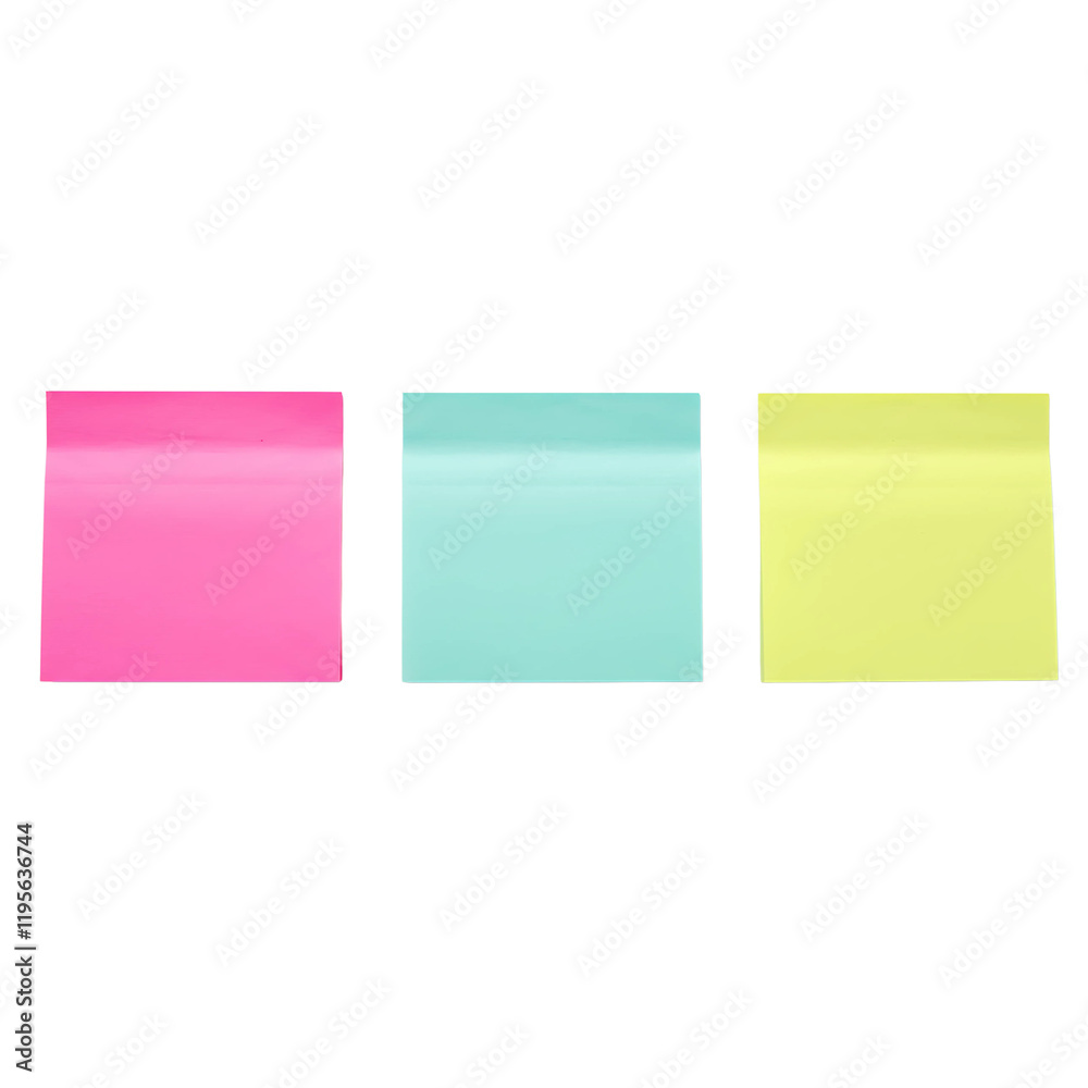 Fototapeta premium Vibrant Colorful Sticky Notes on Transparent Background - Editable Design Element