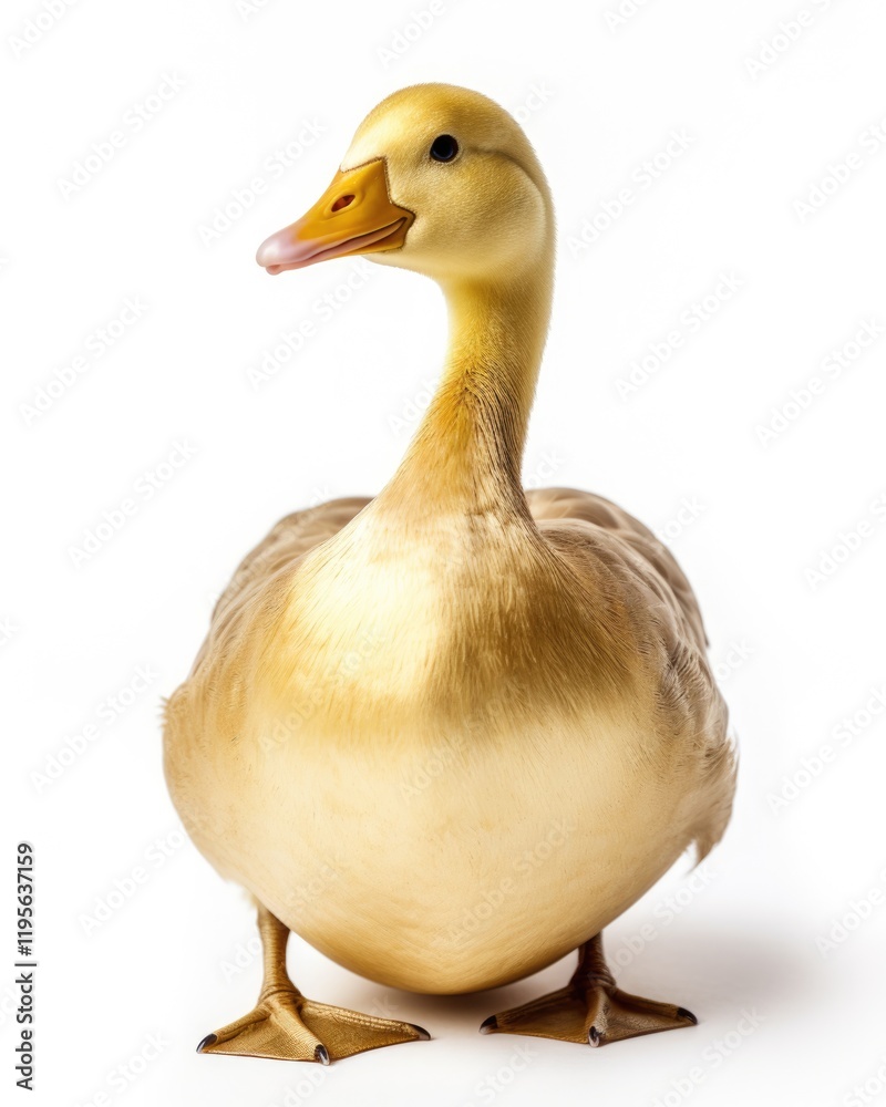 Golden Goose with Shimmering Golden Egg on White Background - Majestic Bird with Glittering Feathers, Beak, Neck, Wing and Down Golden Goose with Shimmering Golden Egg on White Background - Majestic Bird with Glittering Feathers, Beak, Neck, Wing and Down