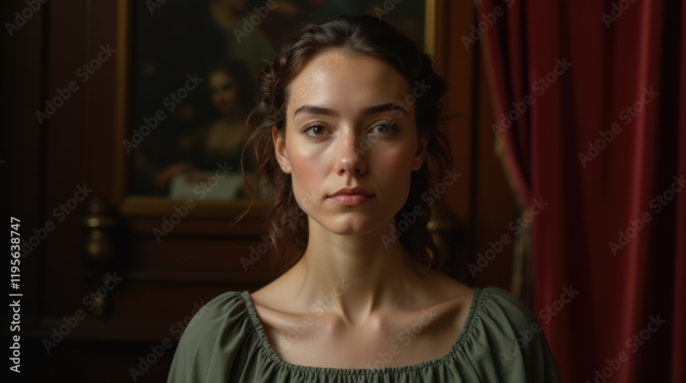 Renaissance-Style Headshot Portrait with Soft Lighting