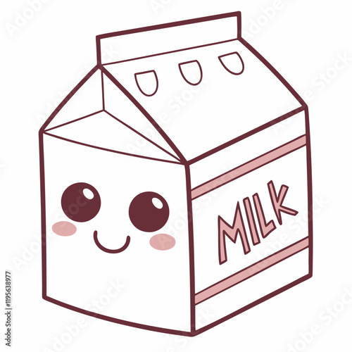 Cute vector of a milk carton with a smiling face