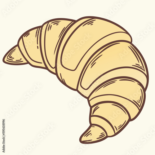 Simple vector of a freshly baked croissant with golden color