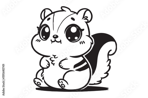Cute cartoon chipmunk outline 