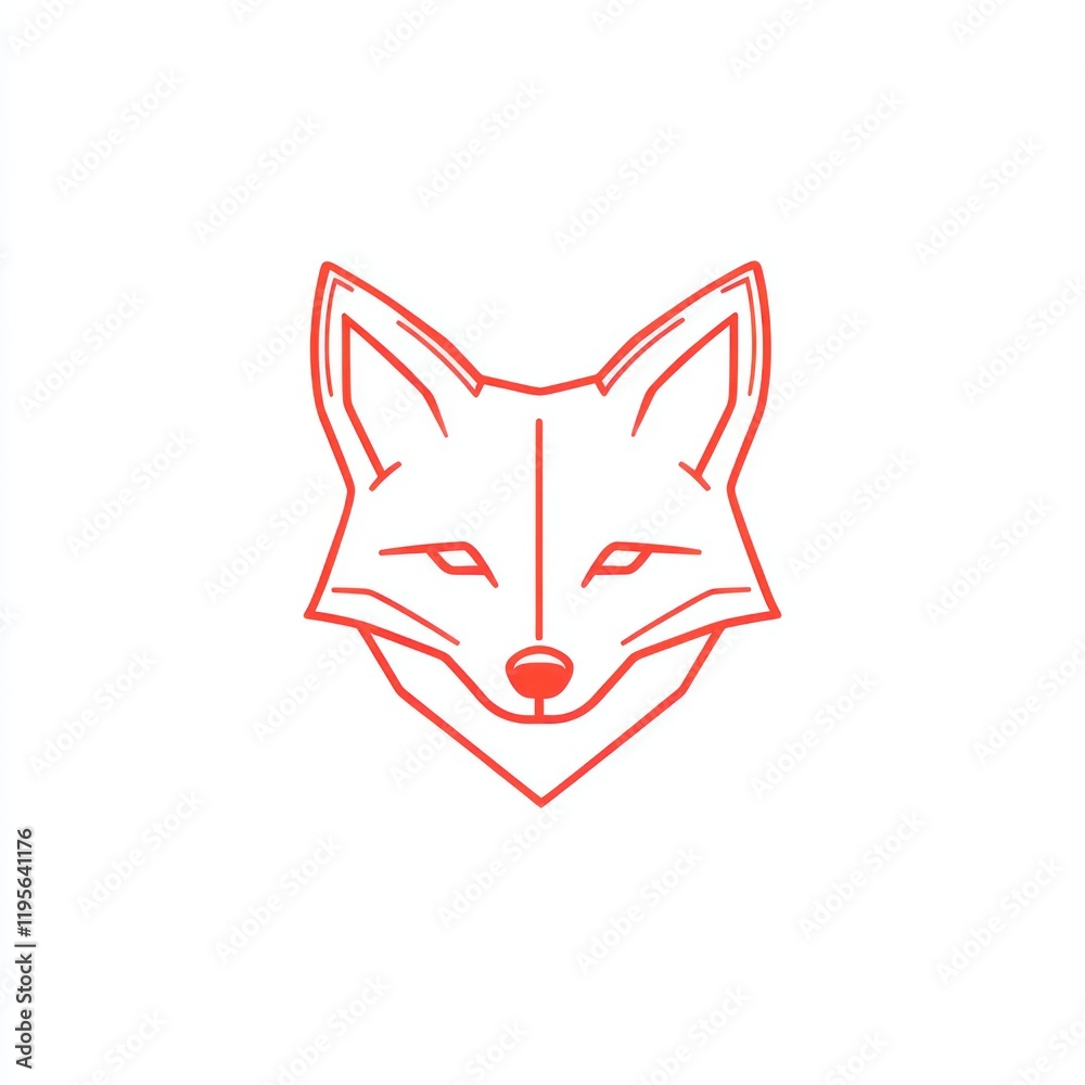 Obraz premium Simple red line art fox head graphic