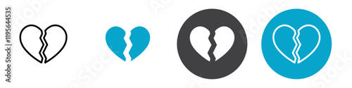 broken heart icon Vector illustration in black