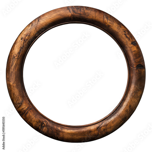 Round Wooden frame isolated on transparent background photo