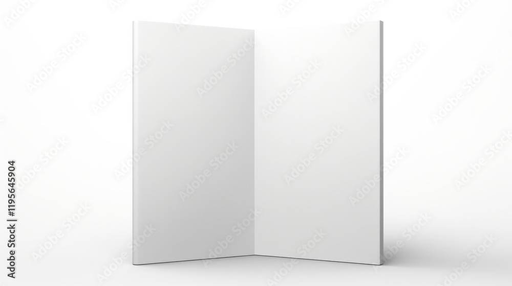 Square Bifold Brochure Mockup on White Background: 3D Illustration for Blank Booklet with Square Fold and Leaflet Design Square Bifold Brochure Mockup on White Background: 3D Illustration for Blank Booklet with Square Fold and Leaflet Design