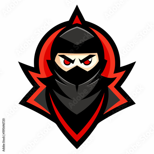 black and white devil ninja mascot